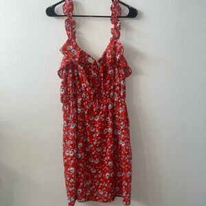 Red floral print lightweight dress. Size xl GUC